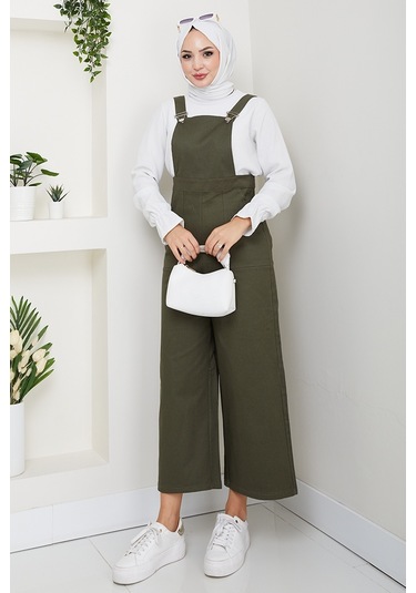 Gülru Cepli Gabardin Tulum 1587 - Haki Haki