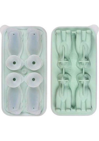 Besthome1 Yeşil Silikon Buz Kalıbı - 4'lü 3d Labrador Şekilli Köpek Buzluk, Renkli Kahve Kokteyl İçecekler İçin Çok Renkli