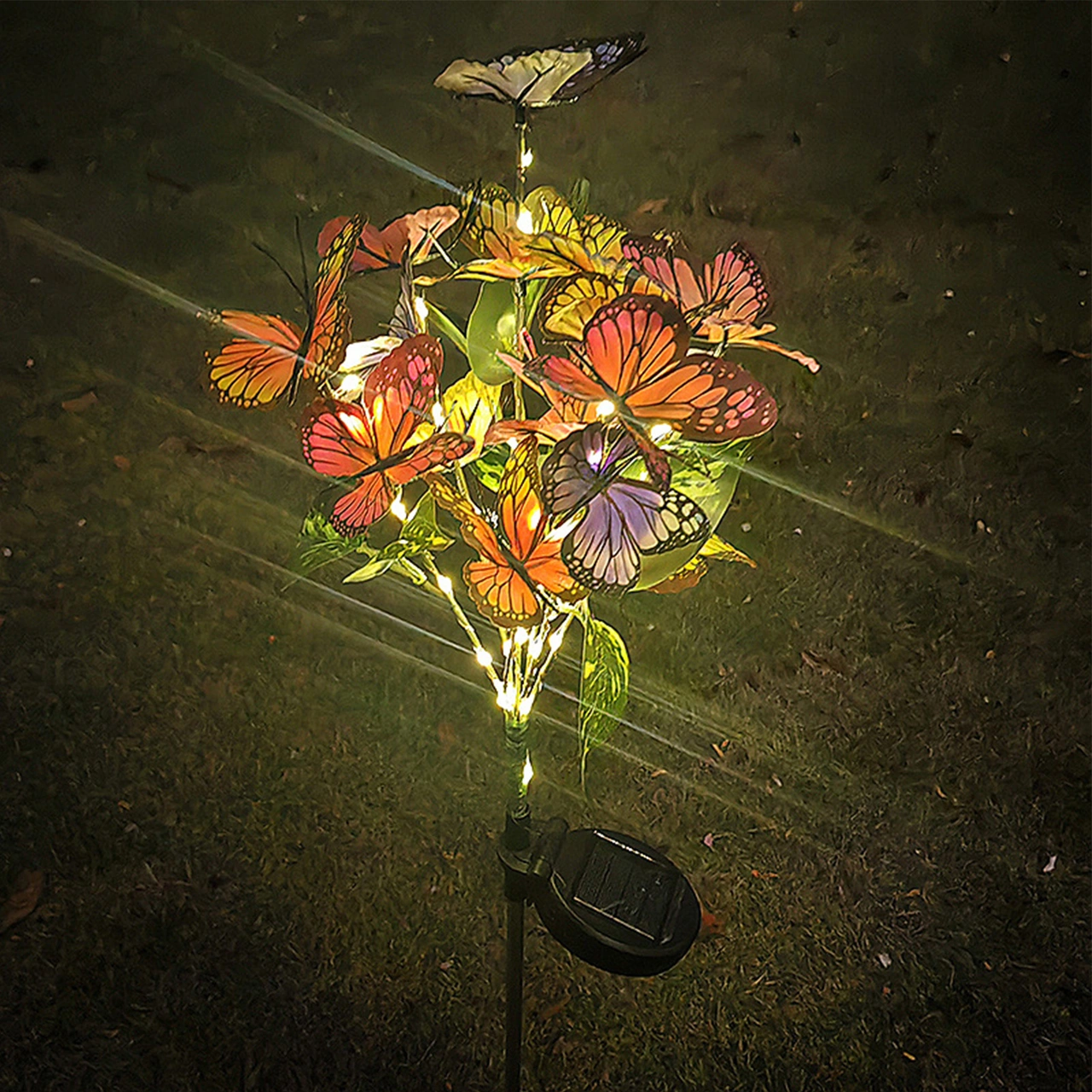 Moveevo Güneş Enerjili Led Renkli Kelebek Bahçe Aydınlatması, Ip65 Su Geçirmez, 600mah Batarya, Çim Üstü Dekoratif Işık - Tekli Paket Çok Renkli
