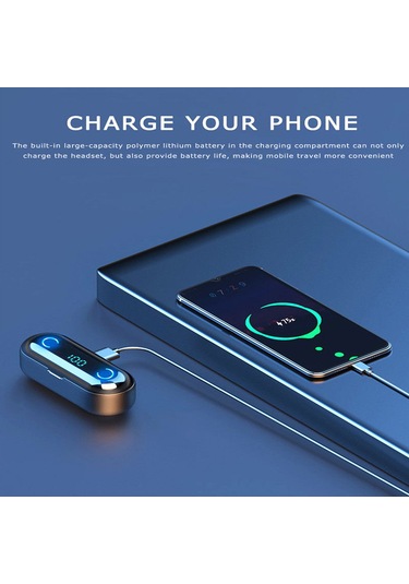 Skycity F9-8 Siyah Tws Bluetooth Kulaklık - Bt 5.0, 8d Stereo Ses, 2000mah Şarj Kutusu, Su Geçirmez, Dokunmatik Kontrol, Hd Konuşma