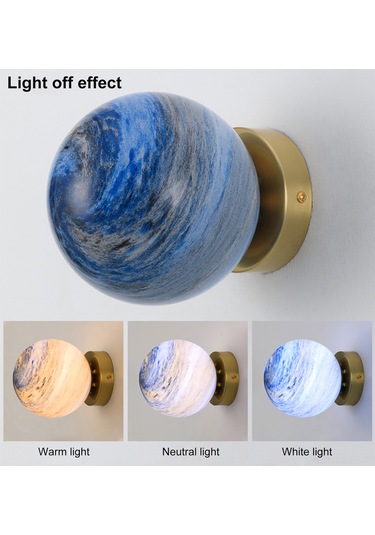 Springsun Modern Duvar Aplik Led Aydınlatma - 3 Renk Seçenekli Yatak Odası Ve Salon İçin Bakır & Mavi Bakır - Mavi