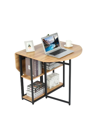 Nona Siyah Metal Açık Kahverengi Katlanır Yemek Masası