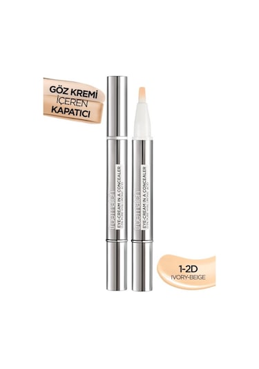 L'Oreal Paris True Match 2'si 1 Arada Göz Kremi Içeren Kapatıcı 1-2D Ivory Beige