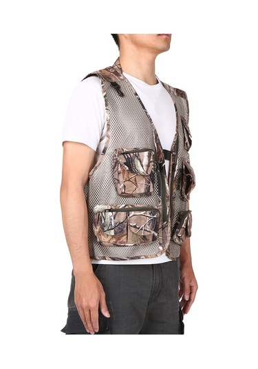 Artfulabode Yelek Yeleği Yaz Yaprak Kuruyan Kamuflajı Kamuflaj Hızlı Fotoğrafçılığı File Çok Cepli Ceketler Balıkçılık Zt Kamuflaj