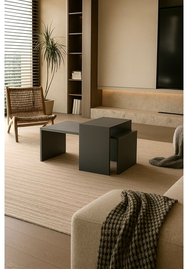 Oliva 2'li Orta Sehpa Takımı Siyah