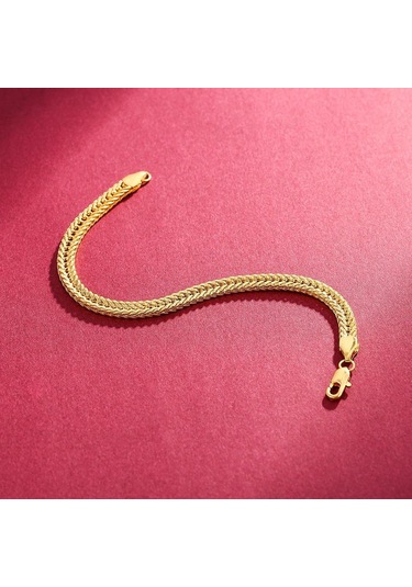 Zarif Altın Bileklik 6mm Erkek Yan Bileklik Sarı Altın