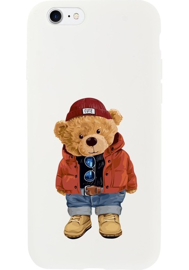 Iphone 8 Teddy Bear Premium Silikonlu Telefon Kılıfı Beyaz