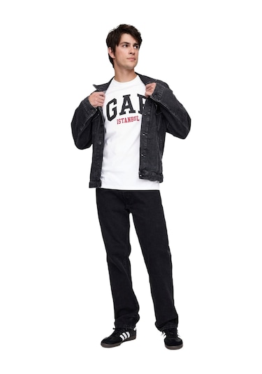Gap Everyday Soft Gap Istanbul Logo T-shirt - 745261-10001 Beyaz