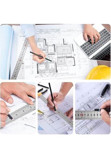 50cm 20 İnch - Çift Taraflı Paslanmaz Çelik Metal Cetvel - Kalınlık 1mm