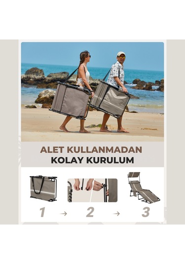 Kingcamp Magnolia B10 Plus Hands-free Premium 7 Kademeli Katlanır Şezlong Grey/white Gri Beyaz