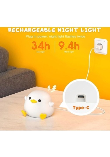 Led Gece Lambası Dokunmatik Kontrollü Gece Lambası Silikon Lamba İle Sevimli Sıcak Beyaz Gece Lambası Usb Şarj Edilebilir Yyv