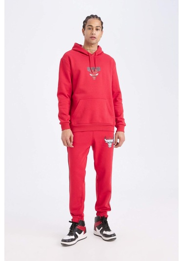 DeFactoFit NBA Chicago Bulls Kalın Jogger Eşofman Altı Standart Fit Cepli Beli Bağcıklı D6564AX25SPBR244