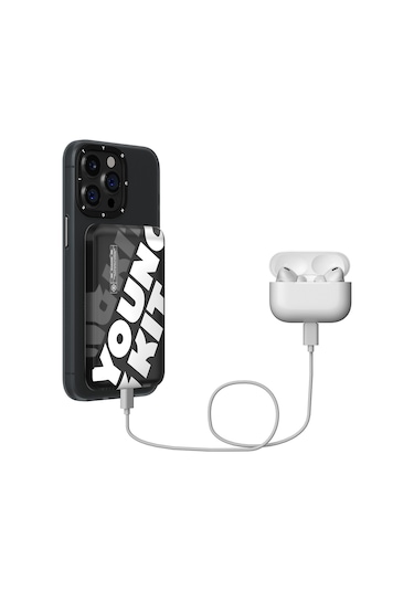 Youngkit APE Serisi 15 W 5000 mAh Hızlı Şarj Özellikli Wireless Powerbank - Siyah