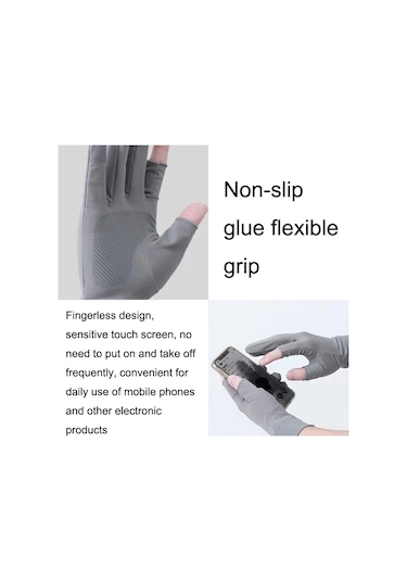 Güneş Koruyucu Eldiven Balıkçılık Kaymaz 2 Yarım Parmak Eldiven 001