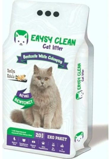 Eaysy Clean Vanilya Kokulu İnce Taneli Topaklaşan Bentonit Kedi Kumu 20 L