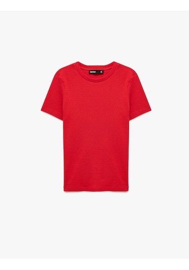 Koton Pamuklu Slim Fit Bisiklet Yaka Kısa Kollu Basic Tişört Kırmızı 6sak50472ek
