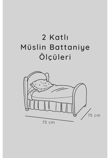 Kahverengi 2 Katlı Müslin Örtü Seti 2 Li 75x75 CM Krem