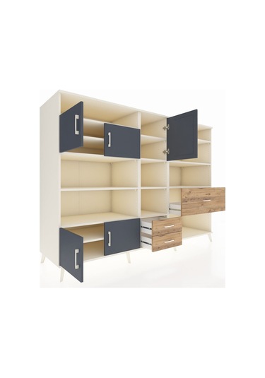 Kronos Dolap 13 Raflı 3 Çekmeceli 5 Kapaklı 220x59x163 Aytaşı-ant Aytaşı-antrasit/çam