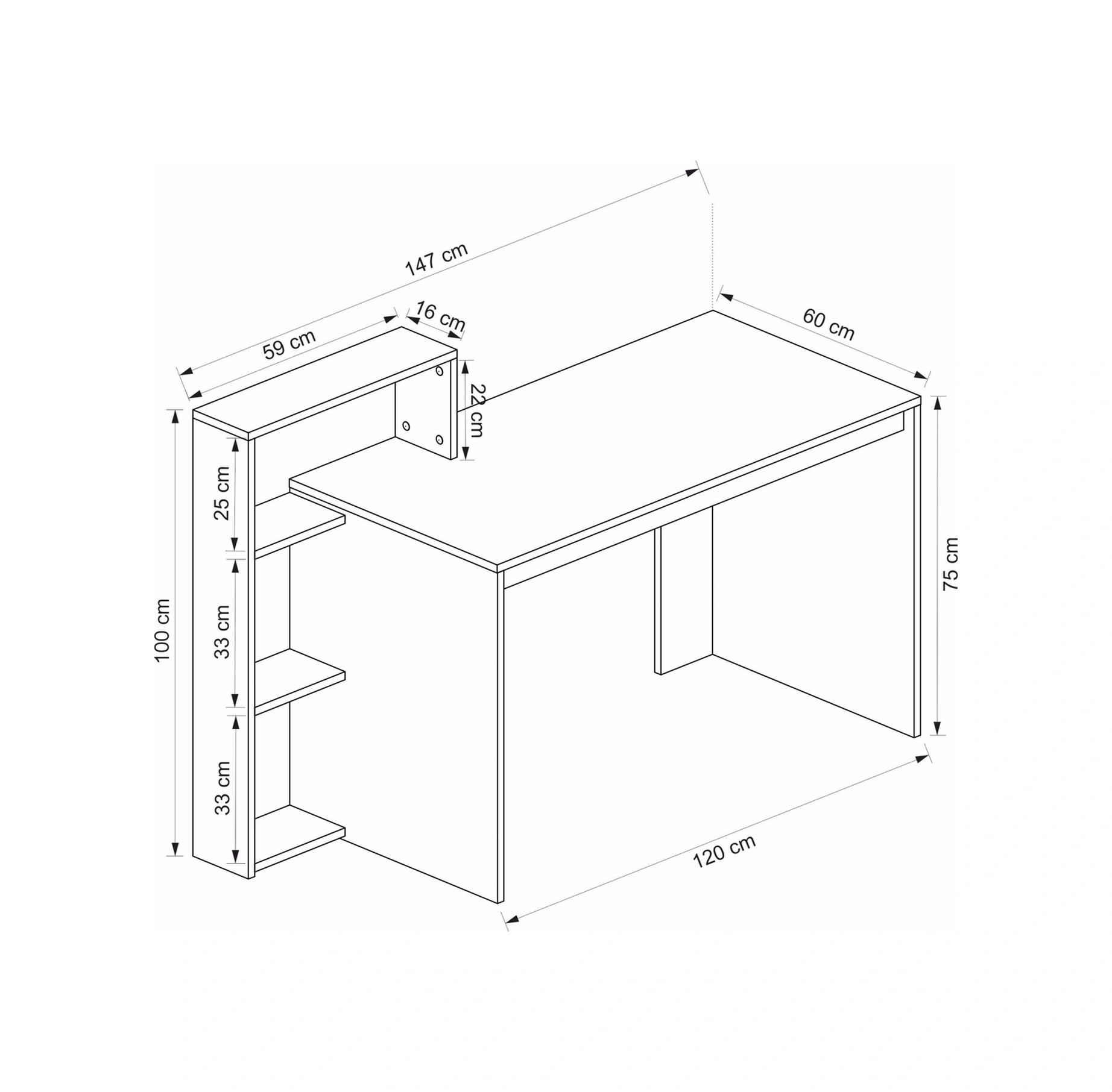 Velora Çalışma Masası - Beyaz/rahle Çok Renkli