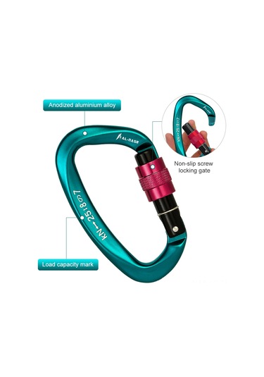 Leezsing Aviation Alüminyum 25kn Dayanıklı D Tipi Kilitli Dağcı Kilit, Tek Elle Kullanılabilir, Outdoor Spor Ve Çanta İçin Gri Çok Renkli