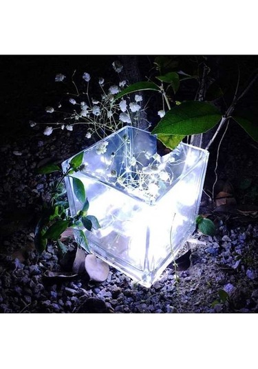 Opulentliving 200 Led Güneş Enerjili Su Geçirmez Dekoratif Işık Zinciri - 8 Modlu Serin Beyaz-gri Beyaz Gri Beyaz