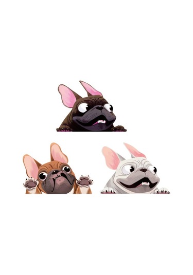 1 Adet Köpek Araba Sticker Komik Yüz Büyük Kulaklar Ve Gözler Pug Köpek Sticker Araba Arka Pencere Duvar Kapı Dizüstü Bilgisayar 8.7 6.3in Sarı