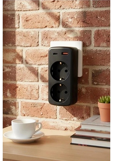 Bfs Çoklu Priz Yüksek Gerilim Korumalı 2 Li Priz 1xusb 1xtype-c Çıkışlı Grup Priz Çoğaltıcı Standart