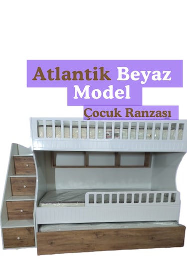 Atlantik Beyaz Model Çocuk Ranzası