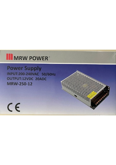 12 Volt 20 Amper Metal Kalın Kasa Adaptör Mrv-250-12-mervesan