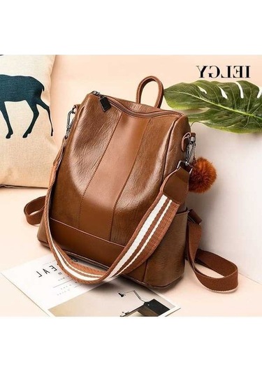 Luckydog Kahverengi 5 Fonksiyonlu Seyahat Çantası Retro Siyah Kadın Sırt Çantası Kahverengi