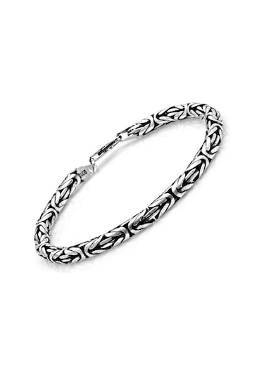 Omar Silver Kral 5Mm Oval Oksitli Bileklik 21Cm 28Gr