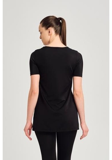 Haşema 6081 Siyah Süsen Yarım Kol Havuz Mayosu Çok Renkli