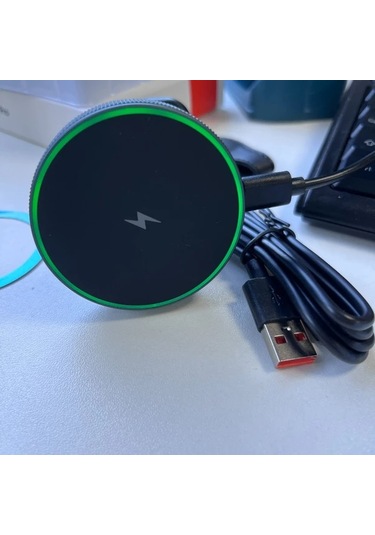 Gateesat Alynıc 15w Hızlı Manyetik Araç Şarj Standı 360 Derece Dönen Siyah Kablosuz Şarj İstasyonu