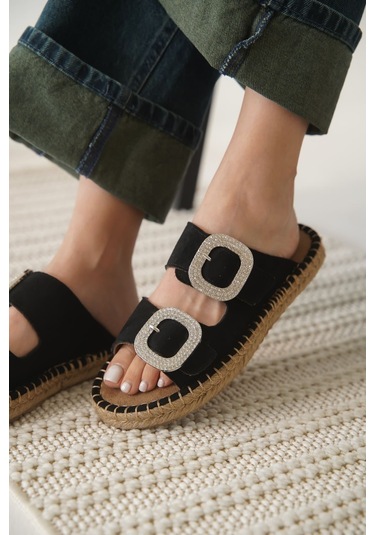 Kocadal Kocadal Tyna Süet Siyah Taşlı Kadın Terlik Muhtelif