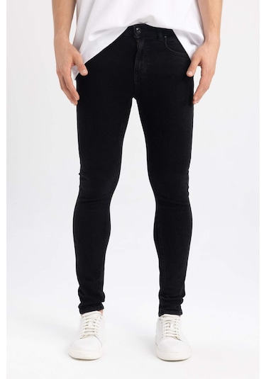 Defacto Super Skinny Fit En Dar Kalıp Normal Bel Ekstra Dar Paça Jean Pantolon R8752AZ24SPNM40 Siyah