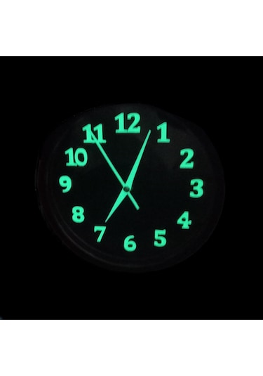 Fosforlu Gece Parlayan Siyah Salon Mutfak Ofis Duvar Saati 22 Cm Siyah
