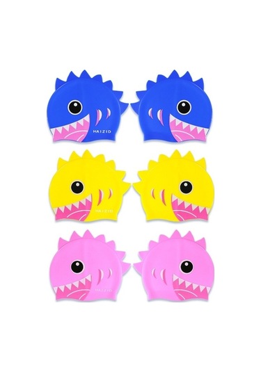 Dm Sevimli Karikatür Su Geçirmez Silikon Çocuk Yüzme Kap Köpekbalığı Dişi Mavi - Haızıd Mavi