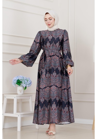 Balon Kol Saten Adel Elbise-siyah-5232 Siyah