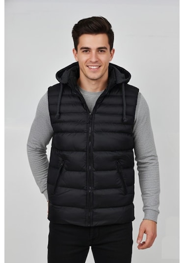 Erkek Kapüşonlu Spor Yelek 4300 Bgl-st04895 Haki