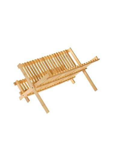 Bambu Katlanır Bulaşıklık, Natürel, Çift Katlı 16 Gözlü, 21,5x47 Cm Diğer