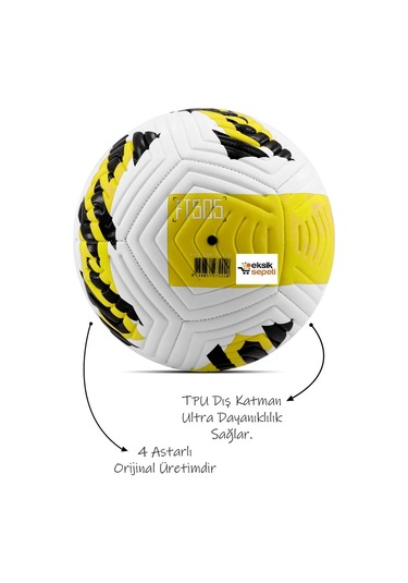 Sarı Yeni Desenli Futbol Topu 4 Astarlı No:5 480 Gr + Pompa Hediyeli X507 Sarı - Beyaz