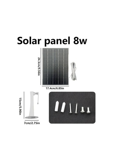 Elmpaly Ayarlanabilir Güvenlik Kamerası Güneş Paneli Şarj Cihazı - 8w Beyaz, Su Geçirmez Ve Verimli