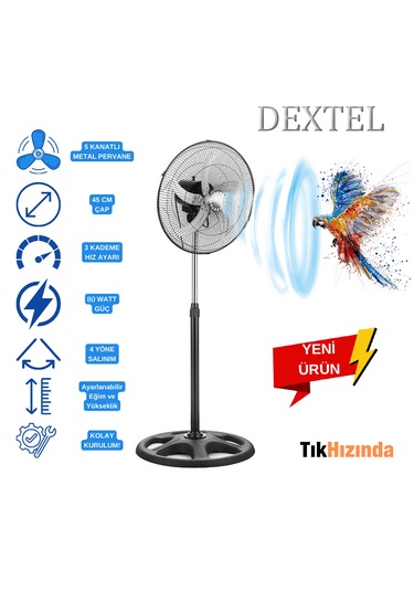 Dextel Vantilatör 5 Metal Kanatlı Soğutucu Pervane 80w