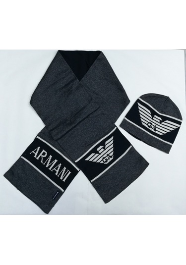 Erkek Çocuk Atkı Bere Armani Junıor Antrasit