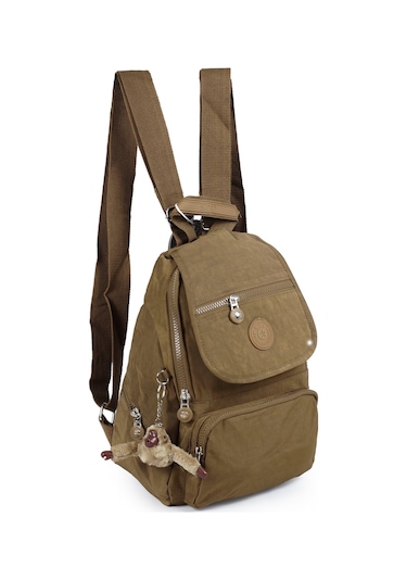 Küçük Boy Krinkıl / Klinkır Su Geçirmez Uzun Askılı Çok Gözlü Günlük Kadın Sırt Çantası Taba 12-4g Taba