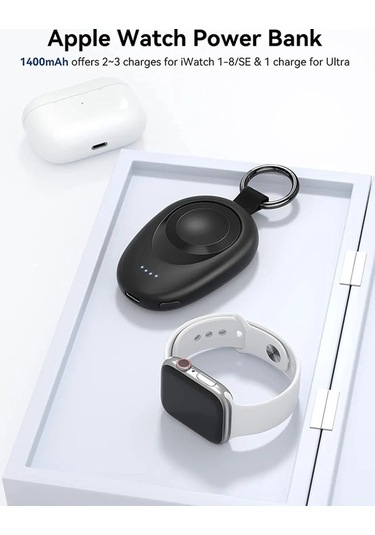 Novahub Newdery 1400 Mah Taşınabilir Kablosuz Şarj Cihazı İos Uyumlu iOs Watch Uyumlu Black Usa Siyah Siyah