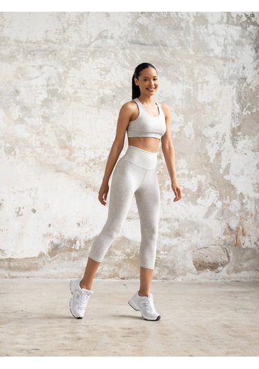 Gri Esinti Spor Kapri Tayt Açık Gri