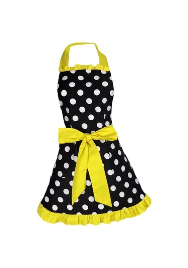 Dinosaurs Ayarlanabilir Önlük Ev Mutfak Yemek Pamuk Önlükleri Bowknot Sarı Altın