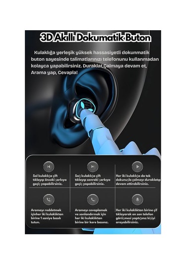 Bukrem Store BUK-M20 Bluetooth 5.3 Kablosuz Kulak İçi Kulaklık