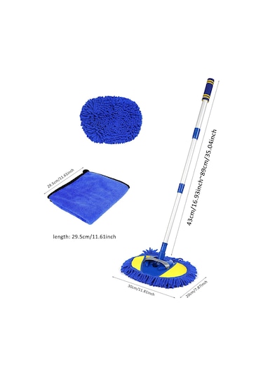 Symbee Uzun Saplı Araba Yıkama Seti - Mikrofiber Bezli Sünger Ve Yedek Başlık İçerir